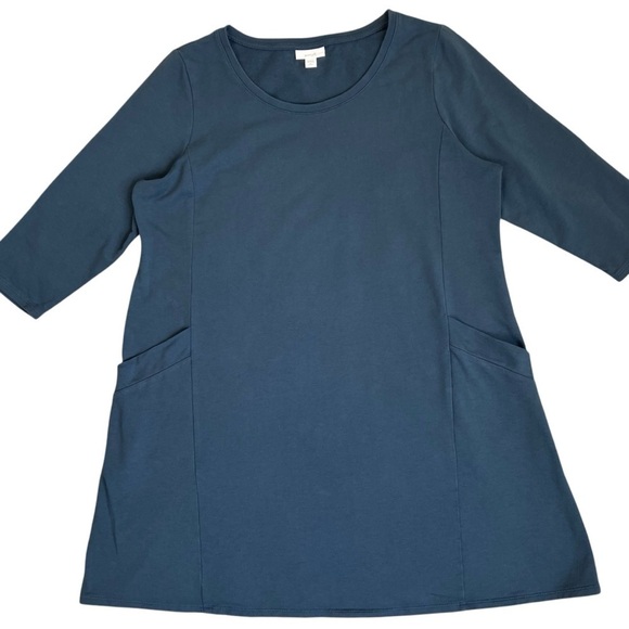 J. Jill‎ Pure Jill Womens Scoop Neck A-Line Dress Pima Cotton Ocean Blue Sz L - Picture 10 of 16